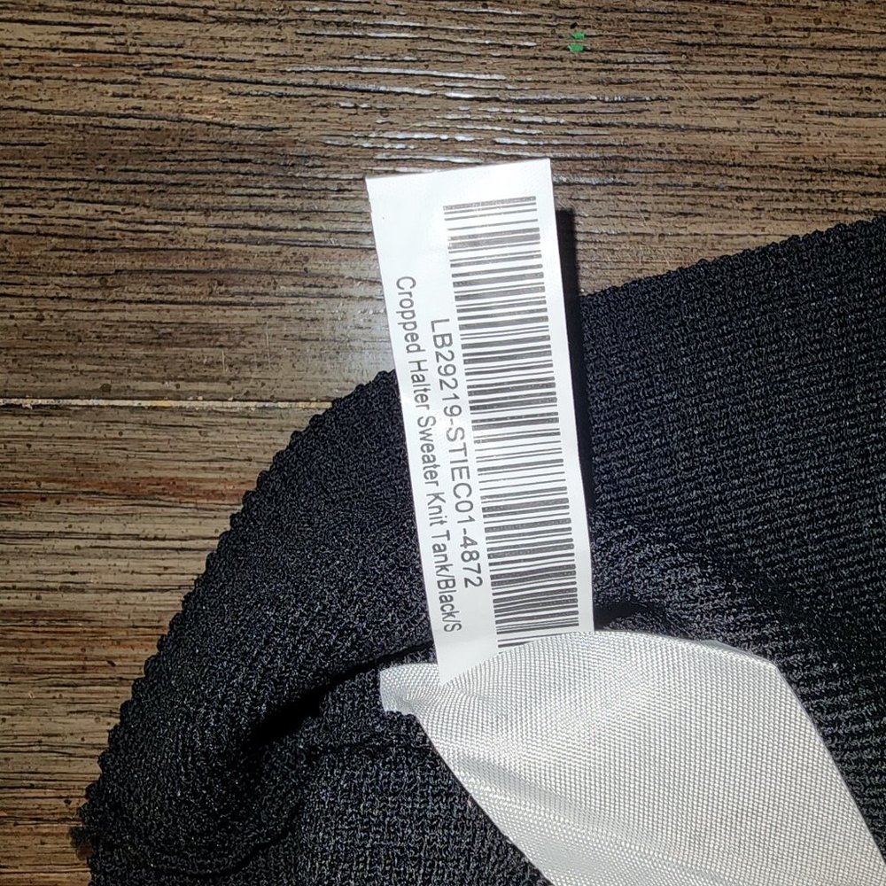 Quince Cropped Halter Ribbed Knit Tank NWT Black Small - Picture 6 of 6